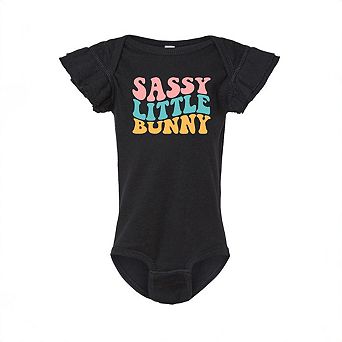 Sassy Little Bunny Baby Flutter Sleeve Bodysuit