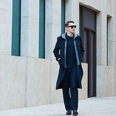 Men's Landing Leathers Holmes Hooded Wool Blend Long Coat