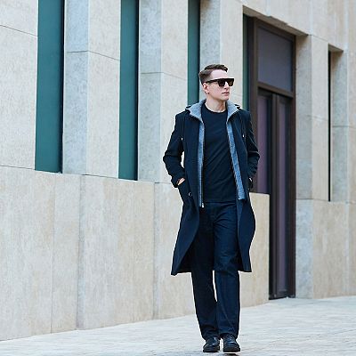 Men's Landing Leathers Holmes Hooded Wool Blend Long Coat