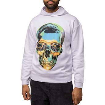 Men's Rinestone Embellished Skull Pullover Hoodie