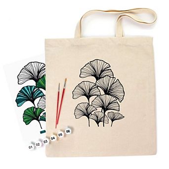 Eco-friendly Cotton Ecobag Coloring Kit Ginkgo Leaves (220 Gsm, 38x42 Cm), Rosatalent