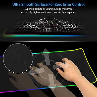 Black, Led Gaming Mouse Pad With 10 Light Modes, Non-slip Rubber Base