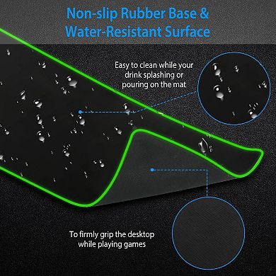 Black, Led Gaming Mouse Pad With 10 Light Modes, Non-slip Rubber Base