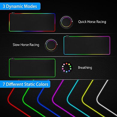 Black, Led Gaming Mouse Pad With 10 Light Modes, Non-slip Rubber Base