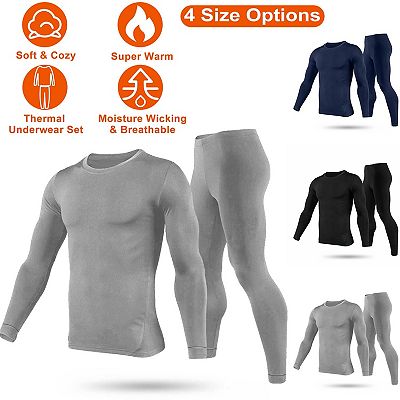 Men s Thermal Underwear Set For Winter Sports Johns Long Sleeve Top And Pants