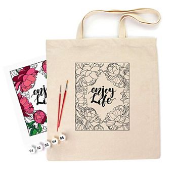 Eco-friendly Cotton Ecobag Coloring Kit Peonies (220 Gsm, 38x42 Cm), Rosatalent