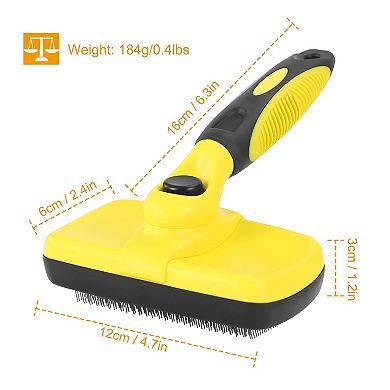 Yellow, Self-cleaning Slicker Brush For Pets Grooming Shedding Tool With Pet Hair Remover