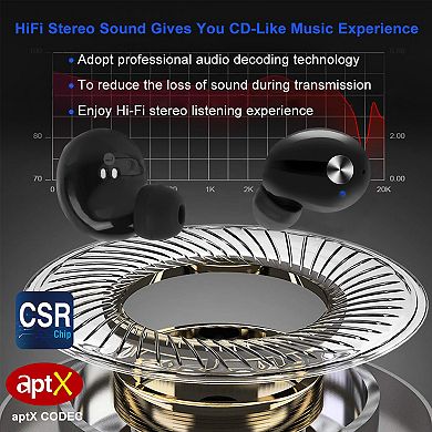 Black, True Wireless V4.2 Earbuds Ipx4 In-ear Stereo Earphone With Hands-free, Deep Bass Earpiece