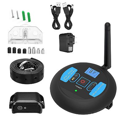 Black, Electric Dog Fence Wireless Pet Shock Boundary Containment System, Electric Training Collar