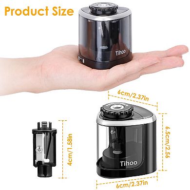 Black, Battery-powered Electric Pencil Sharpener: Auto-manual Options