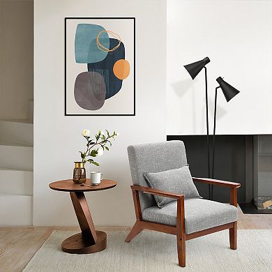 LuxenHome Accent Chair Living Room Upholstered Gray Armchair with Pillow