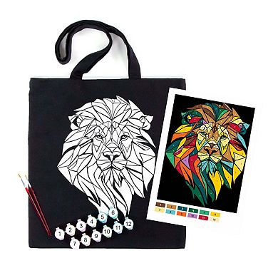 ROSA Talent Cotton Tote Bag Coloring Kit - Neon Lion DIY Fabric Paint Set