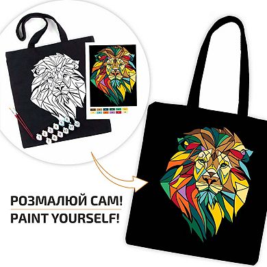 Eco-friendly Cotton Ecobag Coloring Kit Neon Lion (220 Gsm, 38x42 Cm), Rosatalent