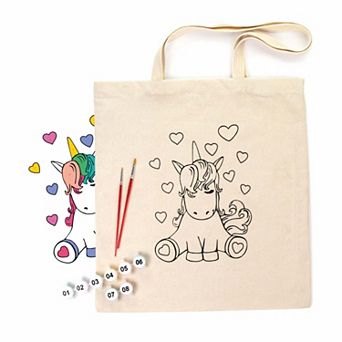 ROSA Talent Cotton Tote Bag Coloring Kit - Unicorn DIY Fabric Paint Set