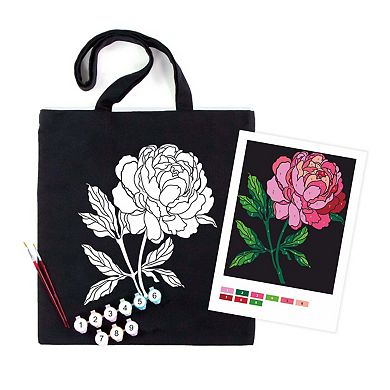 ROSA Talent Cotton Tote Bag Coloring Kit - Tender Peony DIY Fabric Paint Set