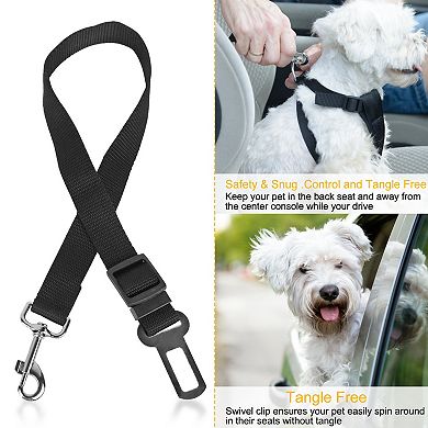 Black, Adjustable Pet Seat Belt Leashes Set Of 2