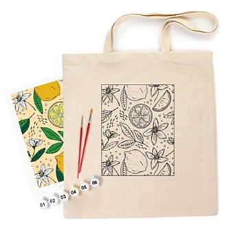ROSA Talent Cotton Tote Bag Coloring Kit - Lemons DIY Fabric Paint Set