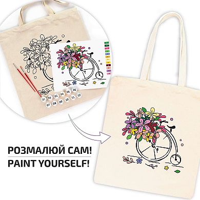 Eco-friendly Cotton Ecobag Coloring Kit Flower Bicycle (220 Gsm, 38x42 Cm), Rosatalent