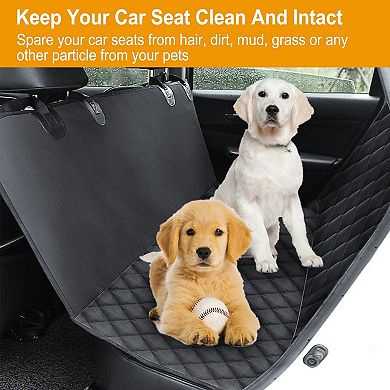 Black, Scratchproof Dog Car Seat Cover, Rear Seat Mat With Seatbelt Protector