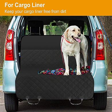 Black, Scratchproof Dog Car Seat Cover, Rear Seat Mat With Seatbelt Protector