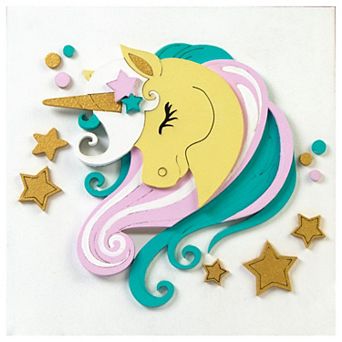 Set, 3d Painting, "star Unicorn", Primed Fibreboard, 18x18cm, Rosa Talent