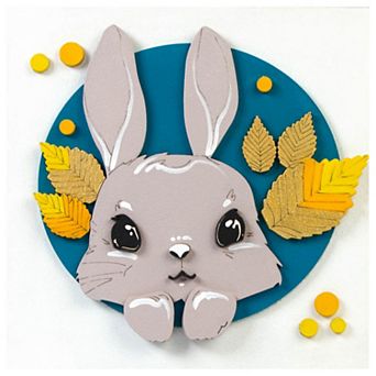 Set, 3d Painting, "bunny", Primed Fibreboard, 18x18cm, Rosa Talent