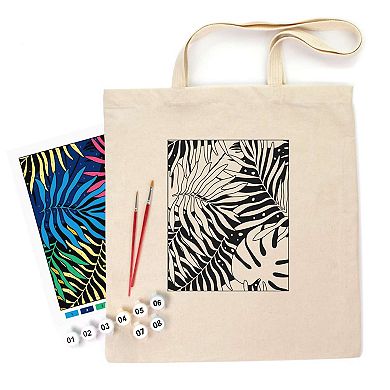 ROSA Talent Cotton Tote Bag Coloring Kit - Bright Leaves DIY Fabric Paint Set