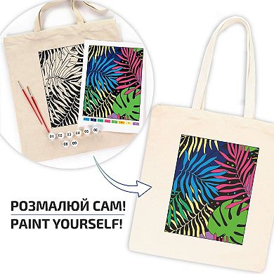 Eco-friendly Cotton Ecobag Coloring Kit Bright Leaves (220 Gsm, 38x42 Cm), Rosatalent