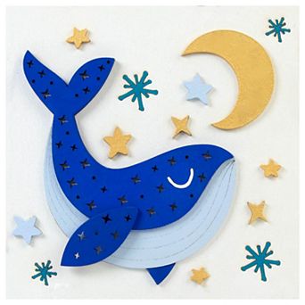 Set, 3d Painting, "whale", Primed Fibreboard, 18x18cm, Rosa Talent