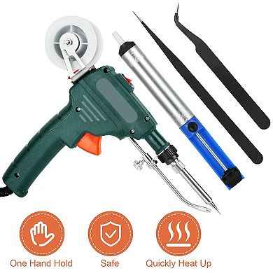 Green, 5-in-1 Soldering Iron Gun Kit Automatic Hand-held 60w Soldering Feed Welding Tool