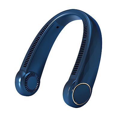 Blue, Hands-free Portable Hanging Neck Fan With 3 Wind Speeds