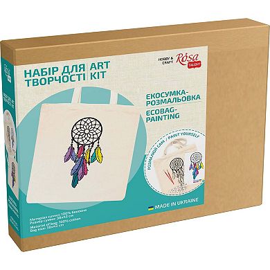 ROSA Talent Cotton Tote Bag Coloring Kit - Dream Catcher DIY Fabric Paint Set