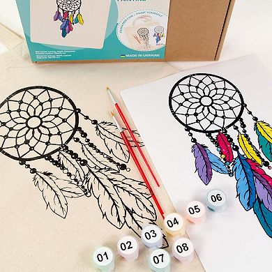 ROSA Talent Cotton Tote Bag Coloring Kit - Dream Catcher DIY Fabric Paint Set