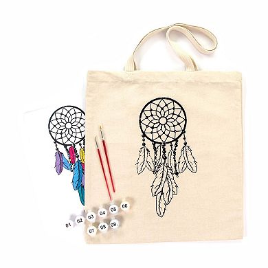 ROSA Talent Cotton Tote Bag Coloring Kit - Dream Catcher DIY Fabric Paint Set