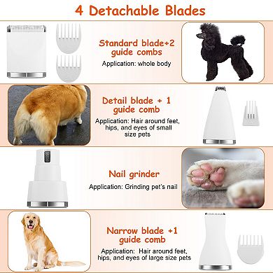 White, 4 In 1 Cordless Rechargeable Electric Grooming Kit For Pet