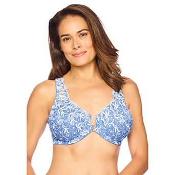 Amoureuse Women's Plus Size Embroidered Front-Close Underwire Bra