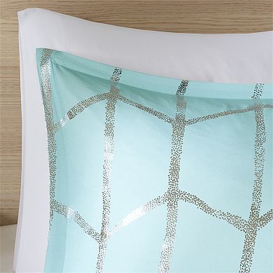 5-piece Metallic Printed Comforter Set With Shams And Throw Pillow