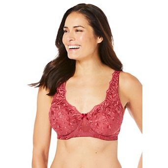 Amoureuse Women's Plus Size Embroidered Underwire Bra