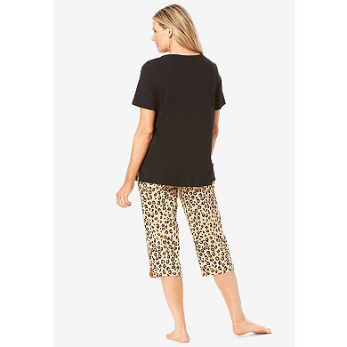 Dreams & Co. Plus Size 2-Piece Capri PJ Set