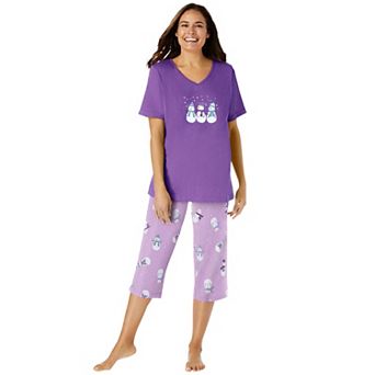 Dreams & Co. Plus Size 2 pc Capri Cotton PJ Set