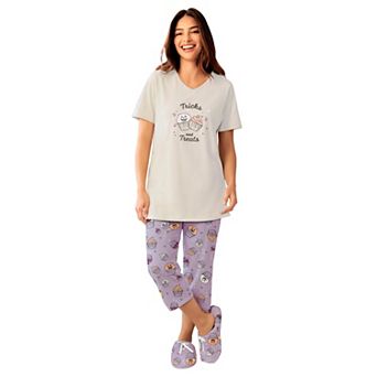 Dreams & Co. Plus Size 2 pc Capri Cotton PJ Set