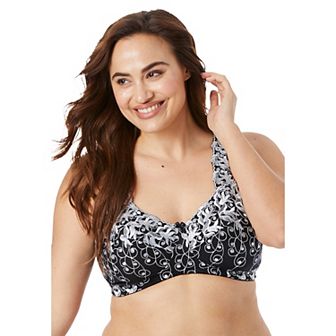 Amoureuse Women's Plus Size Embroidered Wireless Back-Close Bra