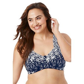 Amoureuse Women's Plus Size Embroidered Wireless Back-Close Bra