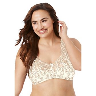 Amoureuse Women's Plus Size Embroidered Wireless Back-Close Bra
