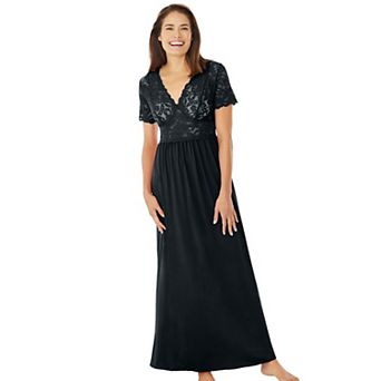 Amoureuse Plus Size Long Lace Top Stretch Knit Gown
