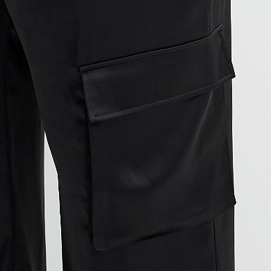 Juniors' Plus Size SO® Satin Wide Leg Cargo Pants