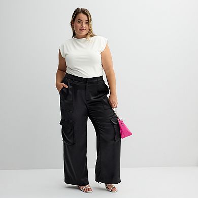 Juniors' Plus Size SO® Satin Wide Leg Cargo Pants