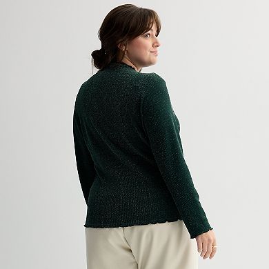 Juniors' Plus Size SO® Sparkle Mockneck Sweater