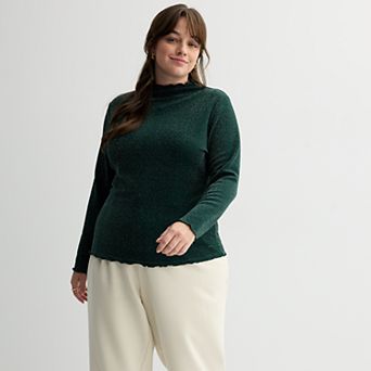 Juniors' Plus Size SO® Sparkle Mockneck Sweater