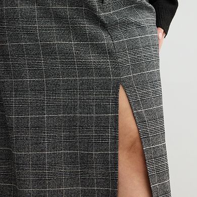 Juniors' Plus Size SO® Lurex Plaid Front Slit Maxi Skirt